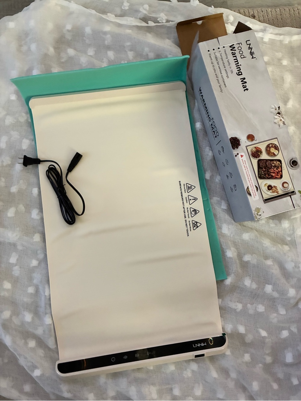 Teal Food Warming Mat - Portable Electric Warming Tray
